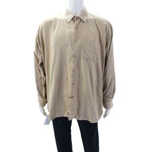 Hoggs Of Fife Mens Cotton Long Sleeve Button Down Shirt Beige Size XXL